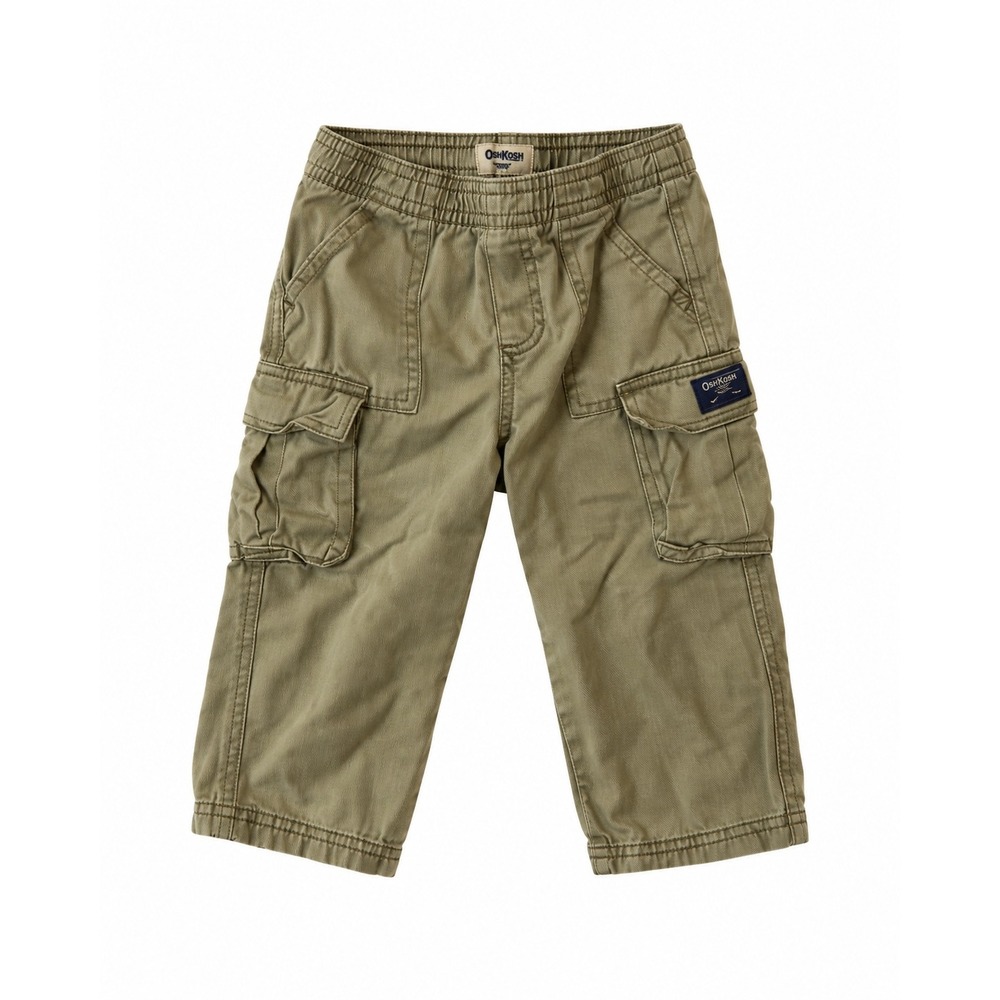 OshKosh Bgosh Toddler Boys Khaki Cargo Pants Elastic Waist 24 Months Cotton